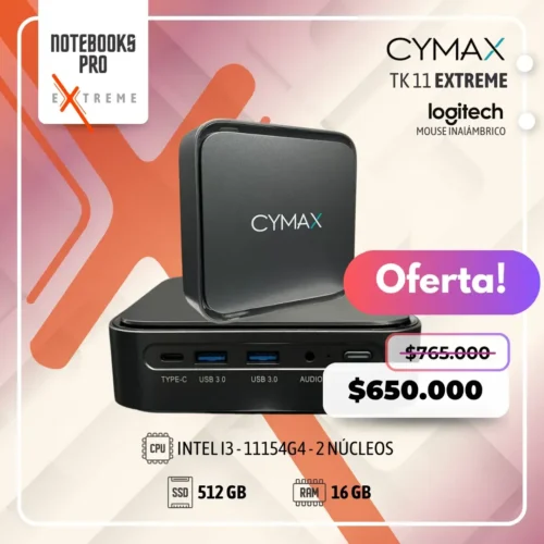 MINI PC CYMAX TK 11 EXTREME – I3 - 1115G4 – SSD 512 GB – 16 GB RAM – 2 Núcleos