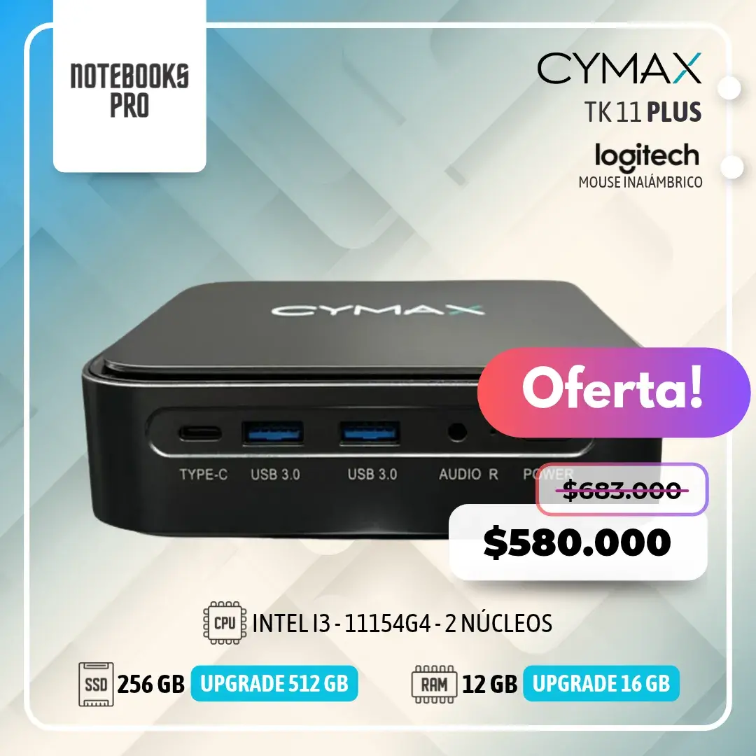 MINI PC CYMAX TK 11 PLUS – I3 - 1115G4 – SSD 256 GB – 12 GB RAM – 2 Núcleos