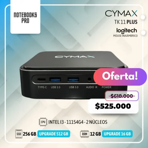 MINI PC CYMAX TK 11 PLUS – I3 - 1115G4 – SSD 256 GB – 12 GB RAM – 2 Núcleos