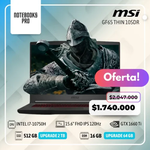 MSI GF65 THIN 10SDR - i7-10750H - 512 SSD - 16 GB RAM - 15.6" FHD IPS 120Hz - GTX 1660 Ti/