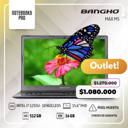 (OUTLET)BANGHO MAX M5 - i7-1255U - SSD 512 GB - 16 GB RAM - 15.6" FHD - 10 Núcleos