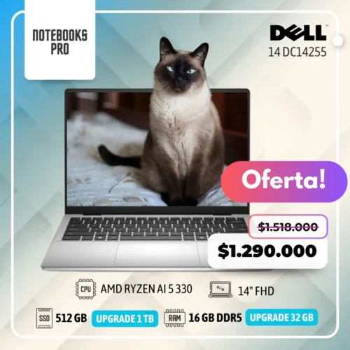 DELL 14 DC14255 - AMD RYZEN AI 5 330 - 512 GB  SSD - 16 GB RAM - 14" FHD - 4 Núcleos