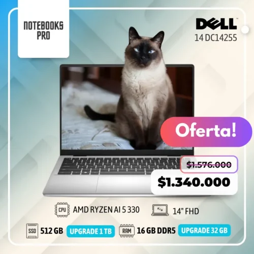 DELL 14 DC14255 - AMD RYZEN AI 5 330 - 512 GB  SSD - 16 GB RAM - 14" FHD - 4 Núcleos