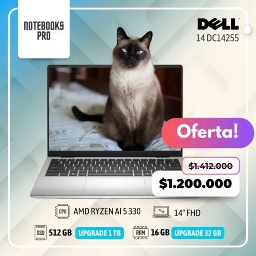 DELL 14 DC14255 - AMD RYZEN AI 5 330 - 512 GB  SSD - 16 GB RAM - 14" FHD - 4 Núcleos