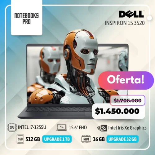 DELL INSPIRON 15 3520 - i7-1255U - SSD 512 GB  - 16 GB RAM -  15.6" FHD  - Intel Iris Xe Graphics - 10 Núcleos