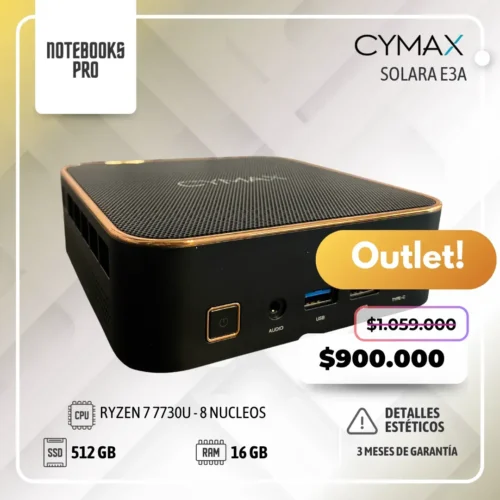 MINI PC CYMAX SOLARA E3A - RYZEN 7 7730U - SSD 512 GB - 16 GB RAM - 8 Núcleos