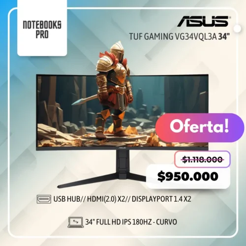 MONITOR ASUS TUF GAMING VG34VQL3A- 34" FULL HD IPS 180HZ - Curvo
