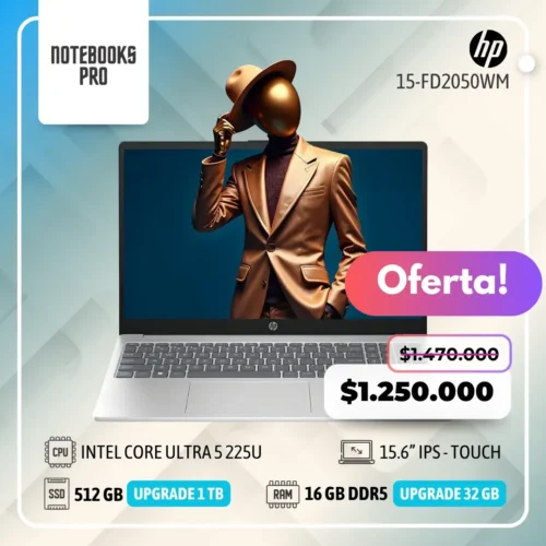 HP 15-FD2050WM - INTEL CORE ULTRA 5 225U - SSD 512 GB - 16 GB RAM DDR5 - 15.6” IPS - Touch - 12 Núcleos