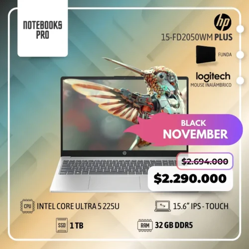 HP 15-FD2050WM PLUS - INTEL CORE ULTRA 5 225U - SSD 1 TB - 32 GB RAM DDR5 - 15.6” IPS - Touch - 12 Núcleos
