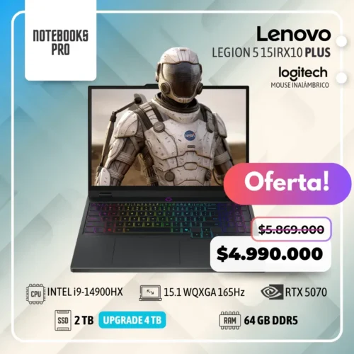 LENOVO LEGION 5 15IRX10 PLUS - i9-14900HX - SSD 2 TB - 64 GB RAM DDR5 - 15.1 WQXGA OLED 165Hz - RTX 5070