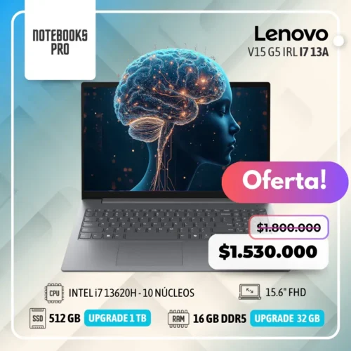 LENOVO V15 G5 IRL - i7 13620H  - SSD 512 GB - 16 GB RAM DDR5 - 15.6" FHD - 10 Núcleos