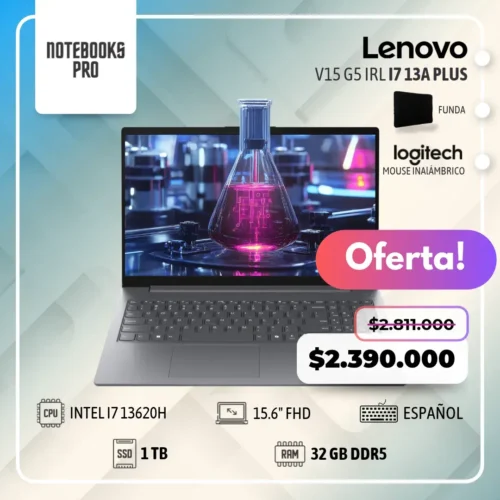 LENOVO V15 G5 IRL PLUS - i7 13620H  - SSD 1 TB - 32 GB RAM DDR5 - 15.6" FHD - 10 Núcleos