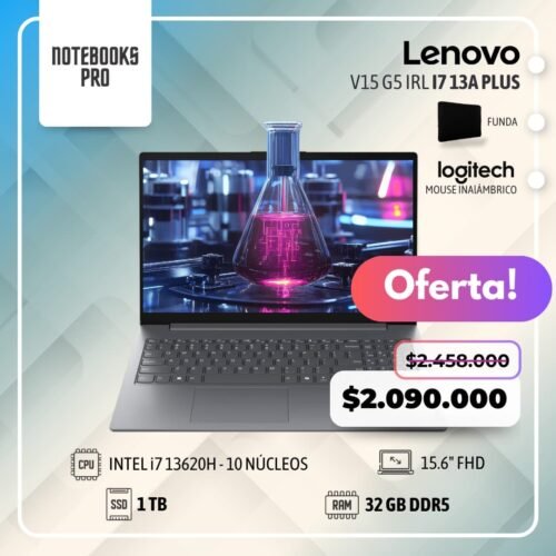 LENOVO V15 G5 IRL PLUS - i7 13620H  - SSD 1 TB - 32 GB RAM DDR5 - 15.6" FHD - 10 Núcleos