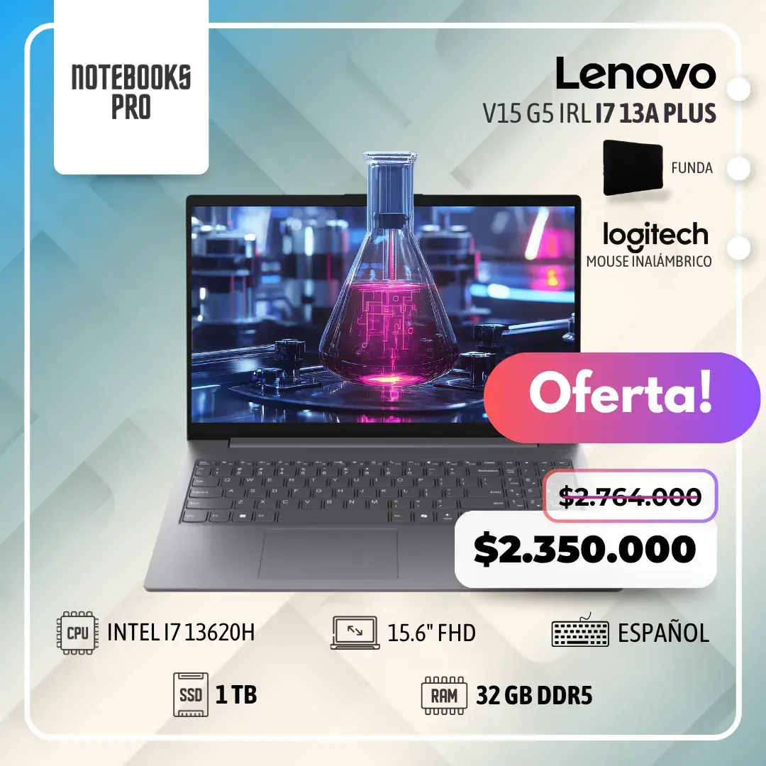 LENOVO V15 G5 IRL PLUS - i7 13620H - SSD 1 TB - 32 GB RAM DDR5 - 15.6" FHD - 10 Núcleos