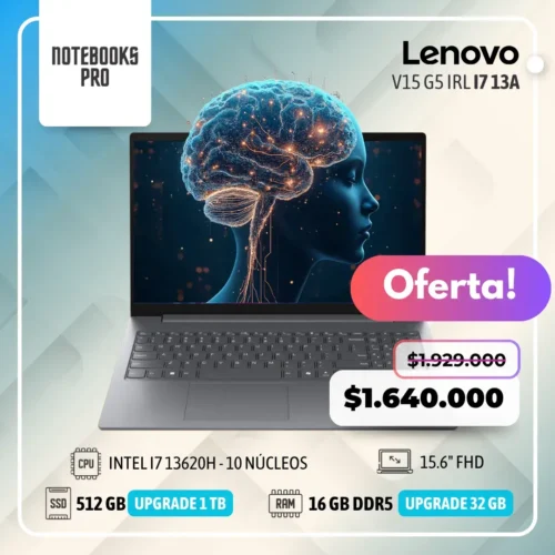 LENOVO V15 G5 IRL - i7 13620H  - SSD 512 GB - 16 GB RAM DDR5 - 15.6" FHD - 10 Núcleos