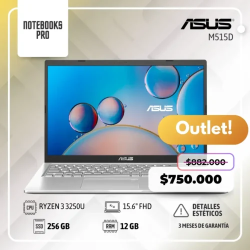 (OUTLET) ASUS M515D - RYZEN 3 3250U - SSD 256 GB - 12 GB RAM - 15.6" FHD