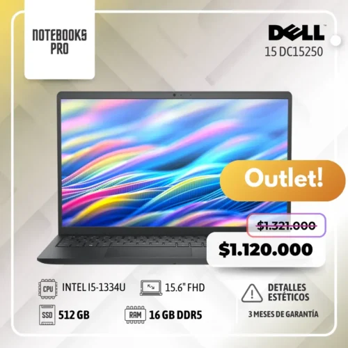 (OUTLET) DELL 15 DC15250 – i5-1334U – 512 GB SSD – 16 GB RAM DDR5– 15.6″ FHD  - 10 Núcleos