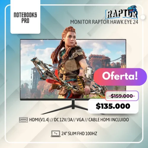 MONITOR GAMER RAPTOR HAWK EYE 24" Slim FHD 100Hz