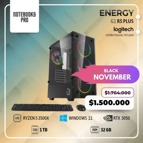 PC ENERGY G1 R5 PLUS - RYZEN 5 3500X - SSD 1 TB - 32 GB RAM - 4 NUCLEOS + MOUSE  Y TECLADO - RTX 3050