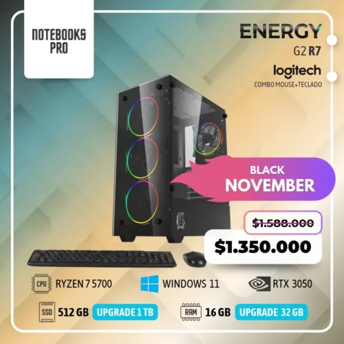 PC ENERGY G2 R7 - RYZEN 7 5700 - SSD 512 - 16 GB RAM - 8 NUCLEOS + MOUSE Y TECLADO - RTX 3050