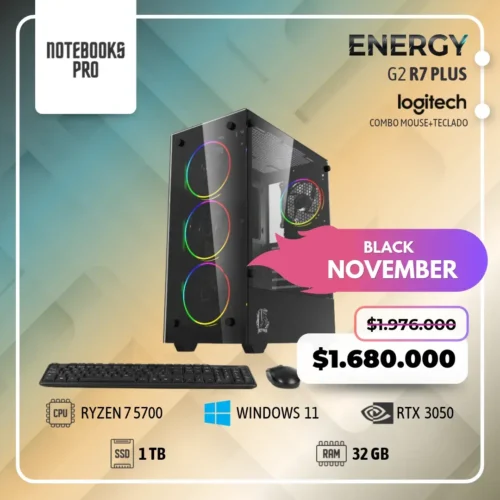 PC ENERGY G2 R7 PLUS - RYZEN 7 5700 - SSD 1 TB - 32 GB RAM - 8 NUCLEOS + MOUSE Y TECLADO - RTX 3050