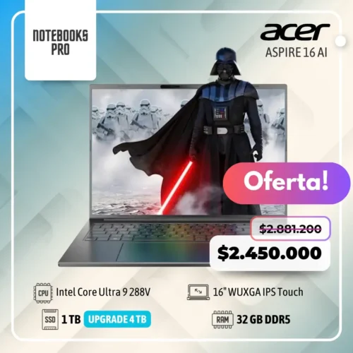 ACER ASPIRE 16 AI - Intel Core Ultra 9 288V - SSD 1 TB - 32 GB RAM DDR5 - Intel ARC 140V - 16" WUXGA IPS Touch
