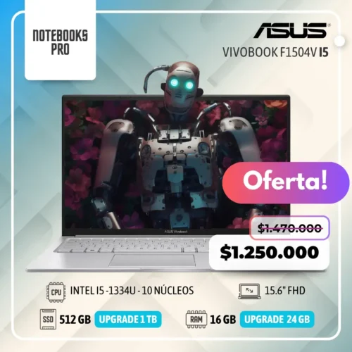 ASUS VIVOBOOK F1504V - i5 -1334U - SSD 512 GB - 16 GB RAM - 15.6" FHD - 10 Núcleos