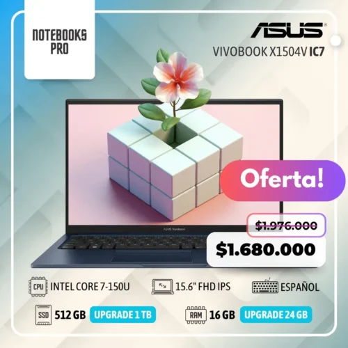 ASUS VIVOBOOK X1504V - INTEL CORE 7-150U - SSD 512 GB - 16 GB RAM DDR5 - 15.6" FHD IPS - 10 núcleos-Teclado Español