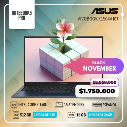 ASUS VIVOBOOK X1504V - INTEL CORE 7-150U - SSD 512 GB - 16 GB RAM DDR5 - 15.6" FHD IPS - 10 núcleos-Teclado Español