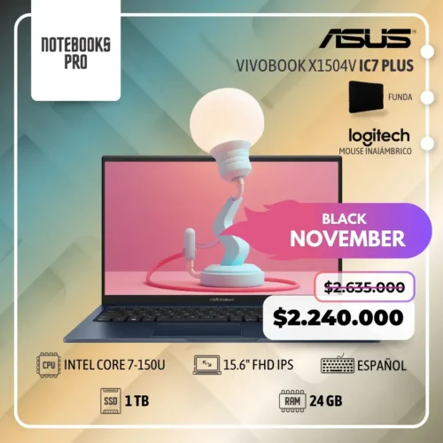 ASUS VIVOBOOK X1504V PLUS - INTEL CORE 7-150U - SSD 1 TB - 24 GB RAM DDR5 - 15.6" FHD IPS - 10 núcleos-Teclado Español