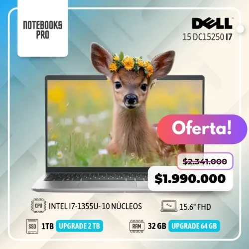 DELL 15 DC15250 - i7-1355U - 1TB SSD - 32 GB RAM - 15.6" FHD  - 10 Núcleos