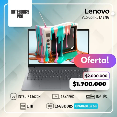 LENOVO V15 G5 IRL - i7 13620H  - SSD 1 TB - 16 GB RAM DDR5 - 15.6" FHD - 10 Núcleos - Teclado Ingles