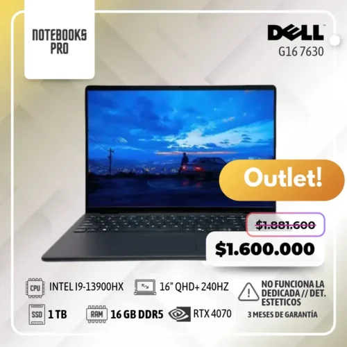 (OUTLET) DELL G16 7630 - i9-13900HX - SSD 1TB - 16 GB RAM DDR5 - 16" QHD+ 240Hz - RTX 4070