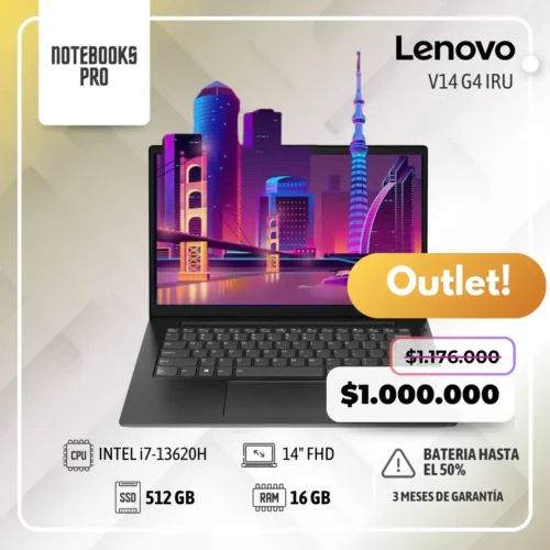 (OUTLET) LENOVO V14 G4 IRU - i7-13620H - SSD 512 GB - 16 GB RAM - 14" FHD - 10 Núcleos